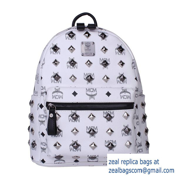 High Quality Replica MCM Stark Studded Small Backpack MC2089S White